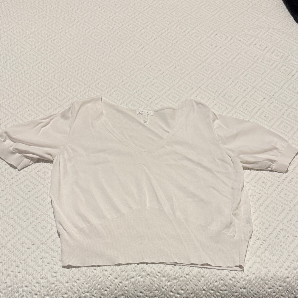 Leith White V-Neck Women's Top